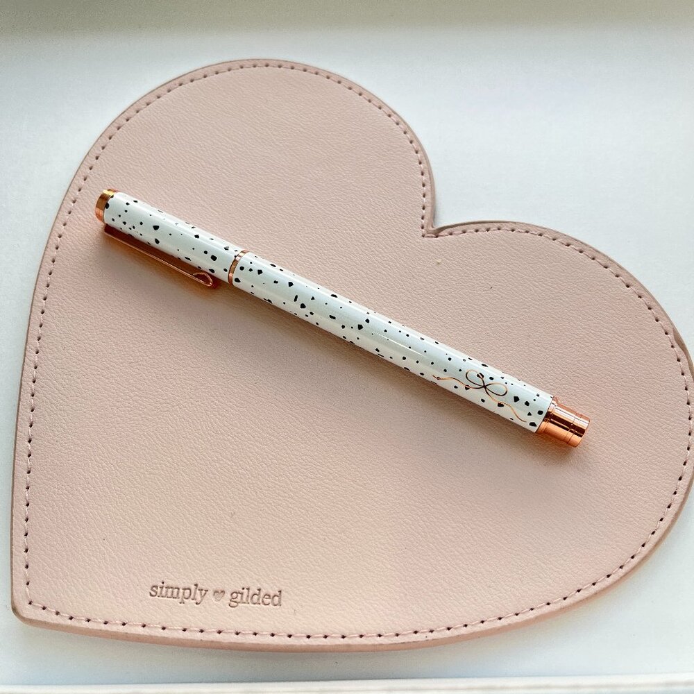 Simply Gilded Black & White Refillable Ink Pen with rose gold hardware NWOT